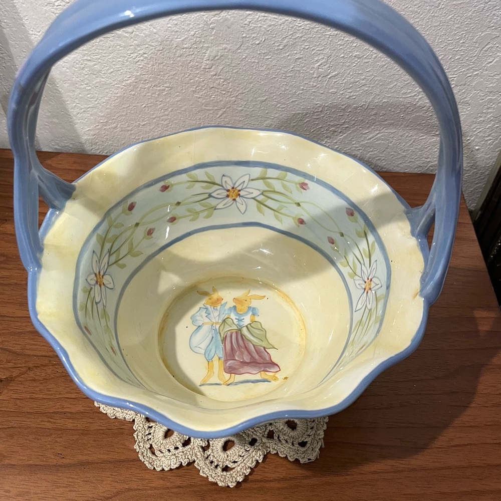 Italian Hand painted  Easter Bunny Basket